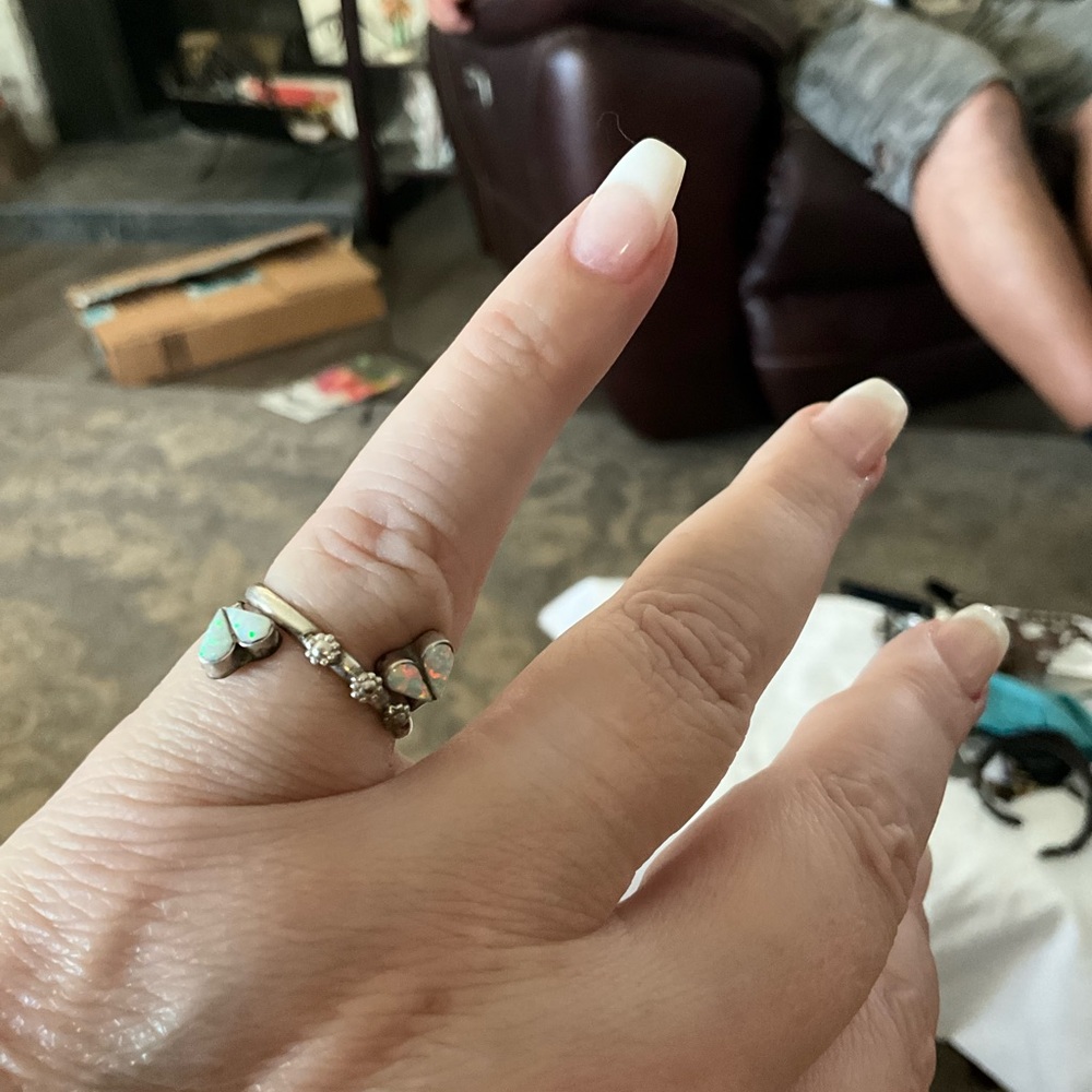 Silver Wrap Ring w/Opal Hearts
